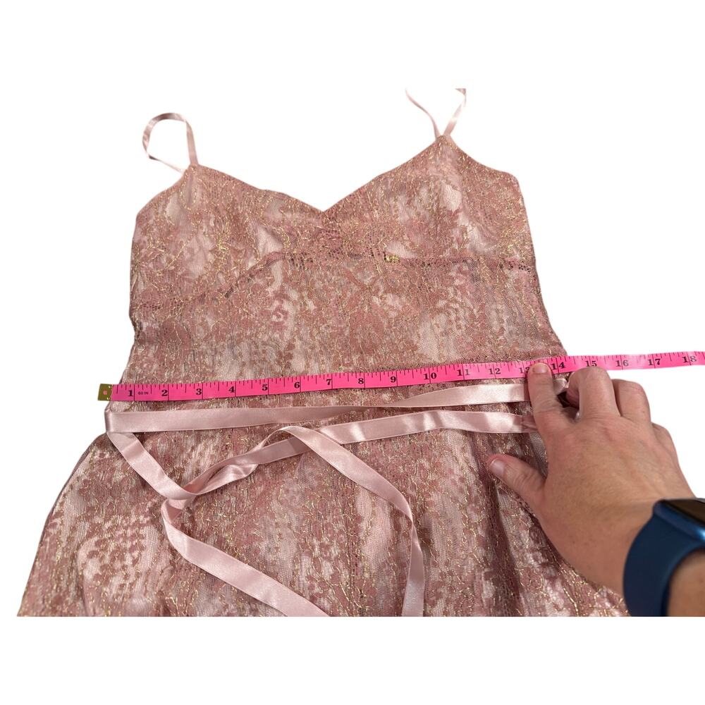 NWT Ann Taylor pink and gold metallic lace formal sash cocktail dress Size 4 - Picture 5 of 13